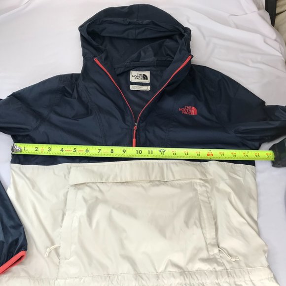 The North Face Anorak Hooded Windbreaker with Kangaroo Pouch.  Dark Blue White S - Picture 16 of 16